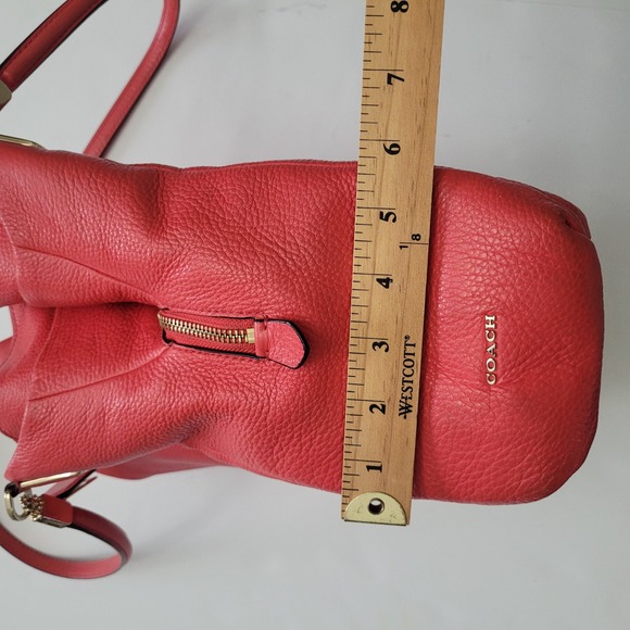 Coach 26224 Madison Phoebe Pebbled Leather Shoulder Bag Red Gold Hardware - Picture 14 of 15